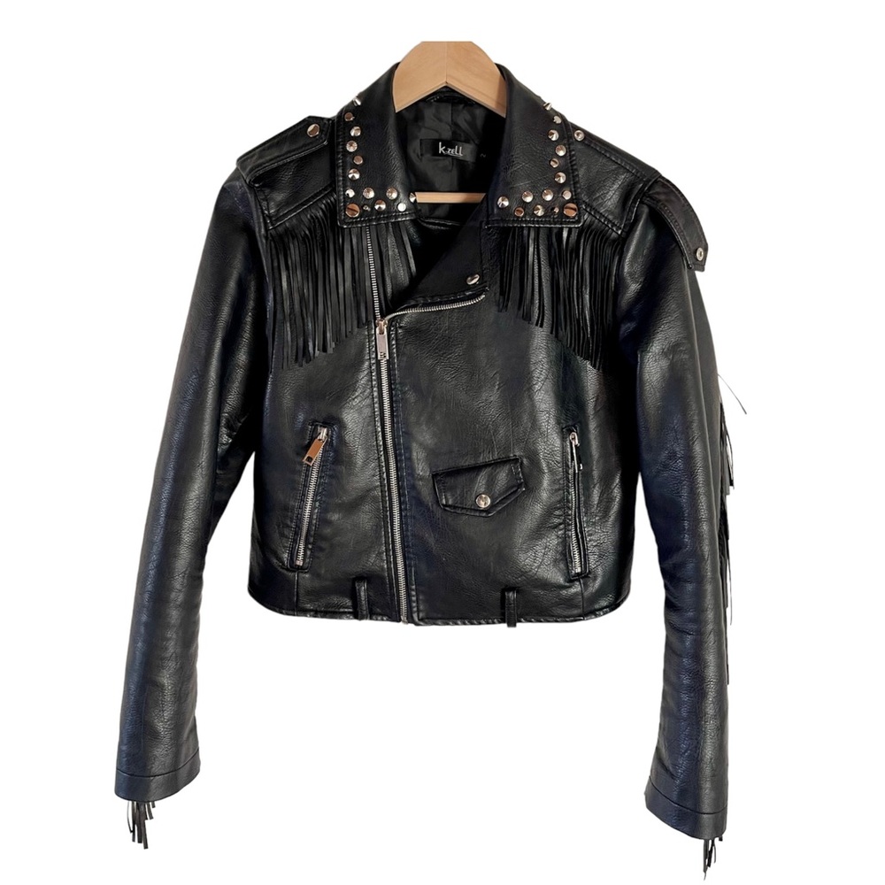 Nasty Gal Fringe Fest Faux Black Leather Jacket